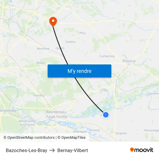Bazoches-Les-Bray to Bernay-Vilbert map