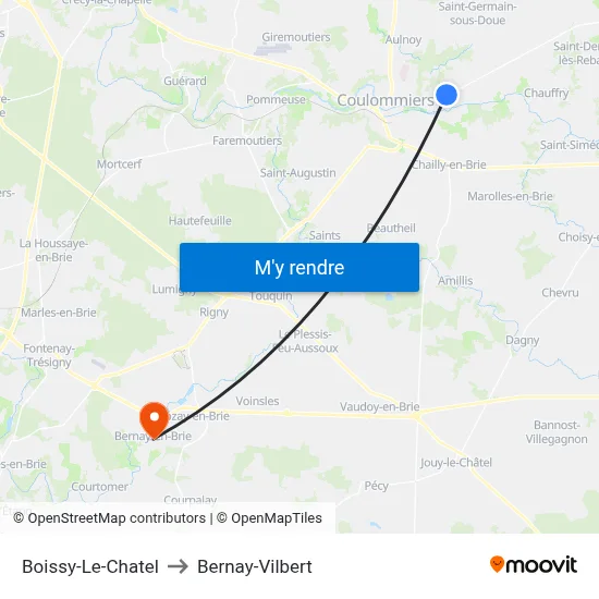 Boissy-Le-Chatel to Bernay-Vilbert map