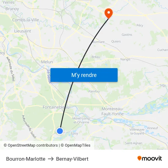 Bourron-Marlotte to Bernay-Vilbert map