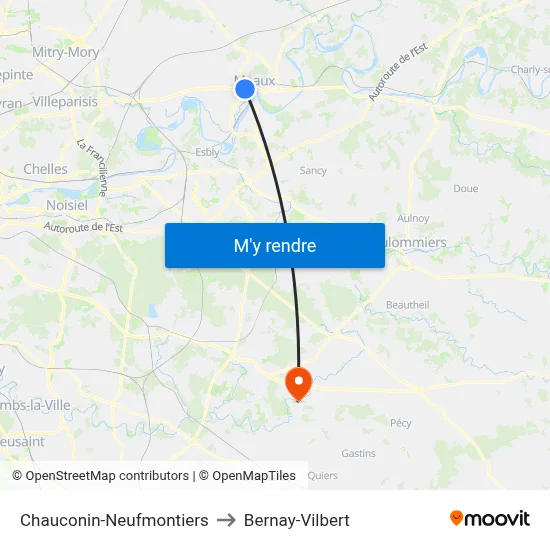 Chauconin-Neufmontiers to Bernay-Vilbert map