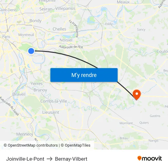 Joinville-Le-Pont to Bernay-Vilbert map