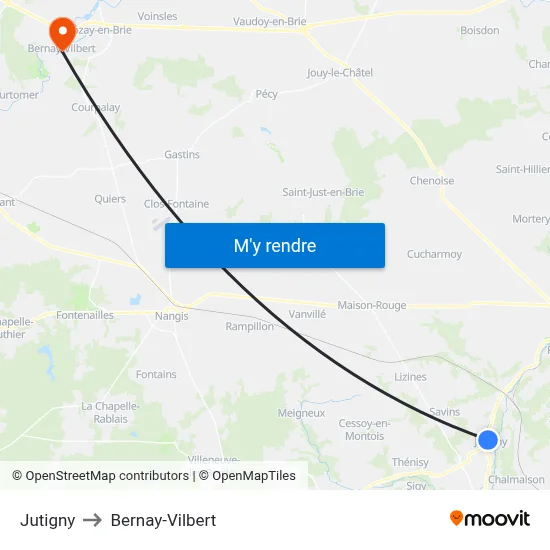 Jutigny to Bernay-Vilbert map
