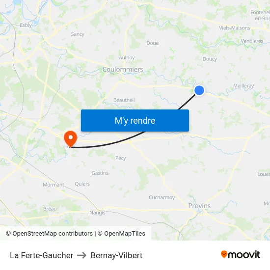 La Ferte-Gaucher to Bernay-Vilbert map