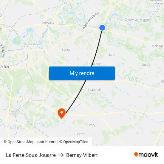 La Ferte-Sous-Jouarre to Bernay-Vilbert map