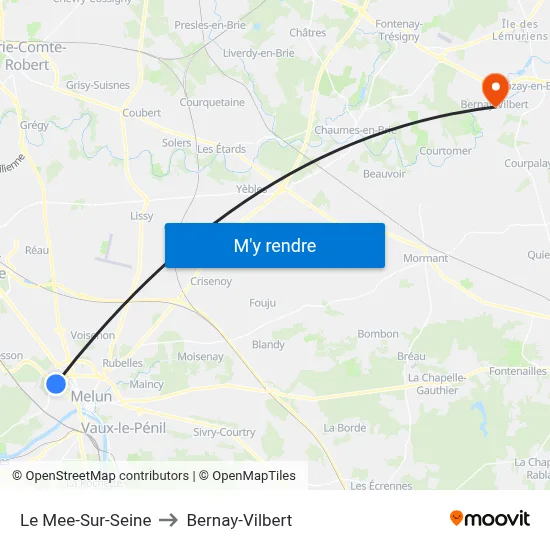 Le Mee-Sur-Seine to Bernay-Vilbert map