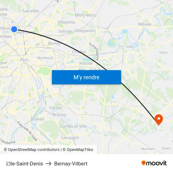 L'Ile-Saint-Denis to Bernay-Vilbert map