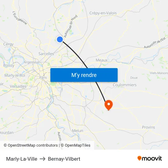 Marly-La-Ville to Bernay-Vilbert map