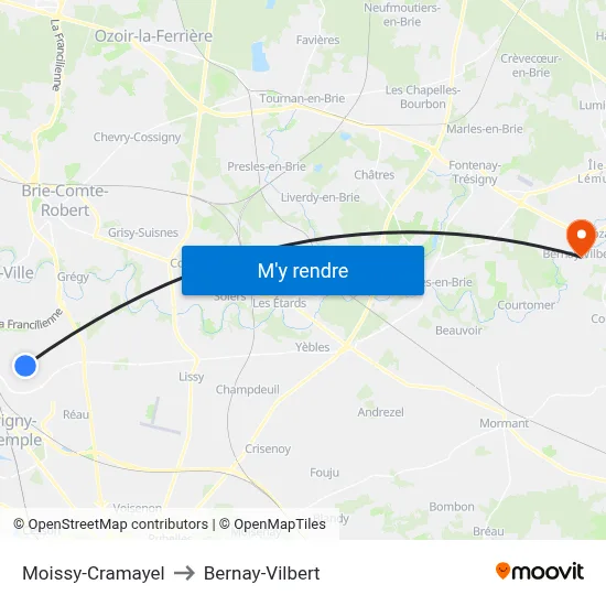 Moissy-Cramayel to Bernay-Vilbert map