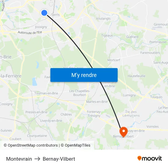 Montevrain to Bernay-Vilbert map