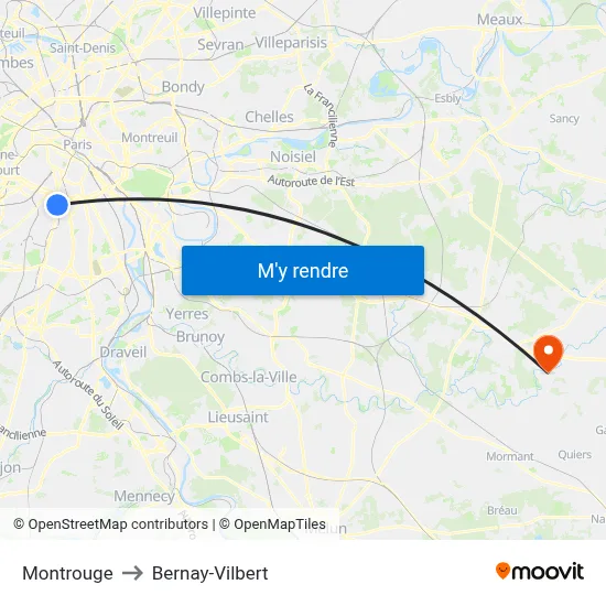 Montrouge to Bernay-Vilbert map