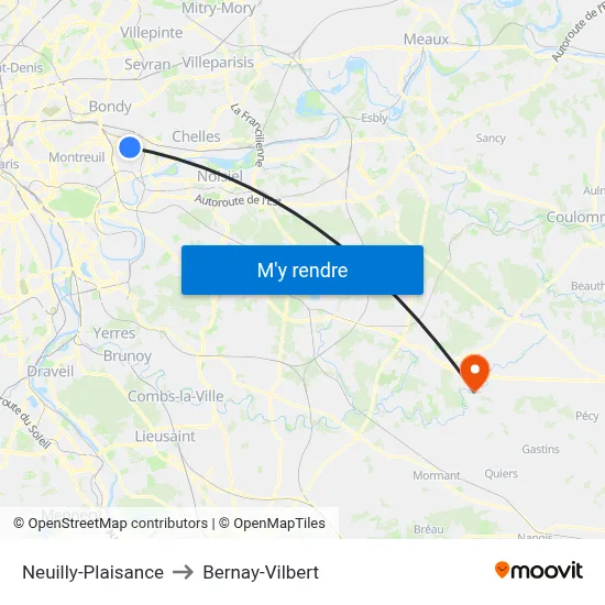 Neuilly-Plaisance to Bernay-Vilbert map