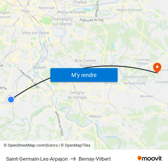 Saint-Germain-Les-Arpajon to Bernay-Vilbert map