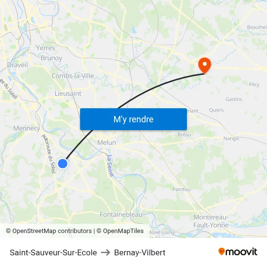 Saint-Sauveur-Sur-Ecole to Bernay-Vilbert map