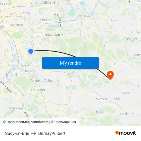 Sucy-En-Brie to Bernay-Vilbert map