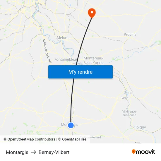 Montargis to Bernay-Vilbert map