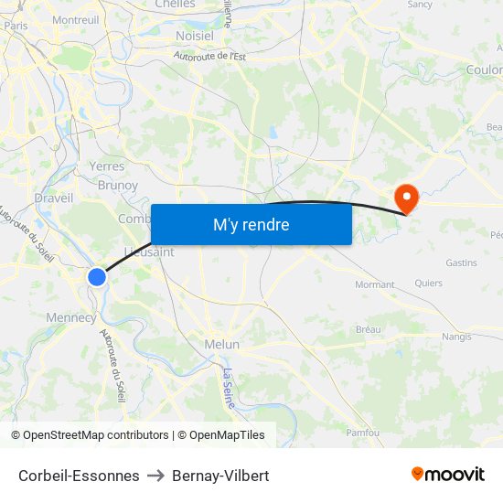 Corbeil-Essonnes to Bernay-Vilbert map