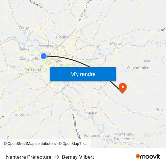 Nanterre Préfecture to Bernay-Vilbert map