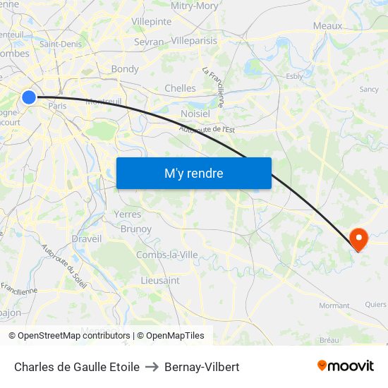 Charles de Gaulle Etoile to Bernay-Vilbert map