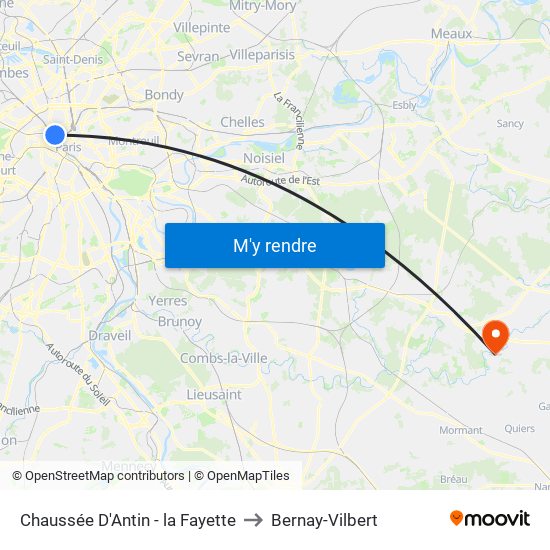 Chaussée D'Antin - la Fayette to Bernay-Vilbert map