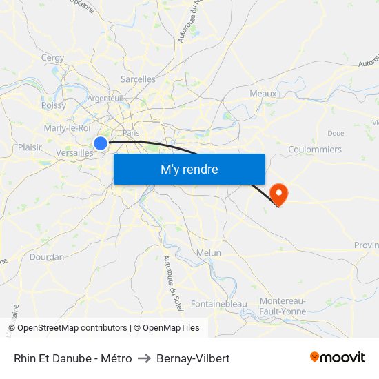 Rhin Et Danube - Métro to Bernay-Vilbert map