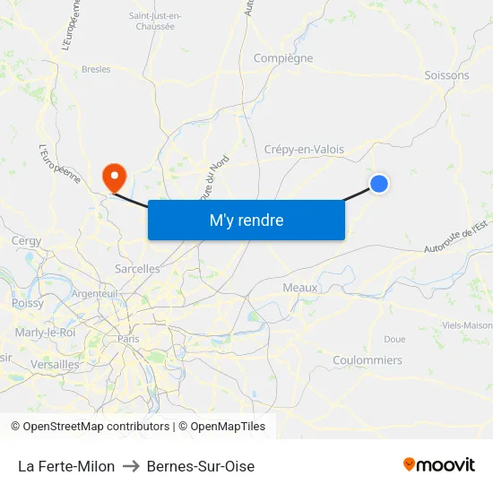 La Ferte-Milon to Bernes-Sur-Oise map