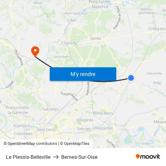 Le Plessis-Belleville to Bernes-Sur-Oise map