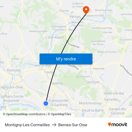 Montigny-Les-Cormeilles to Bernes-Sur-Oise map