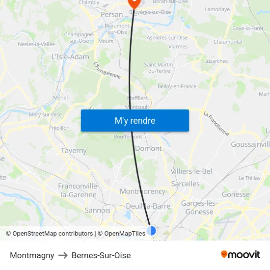 Montmagny to Bernes-Sur-Oise map