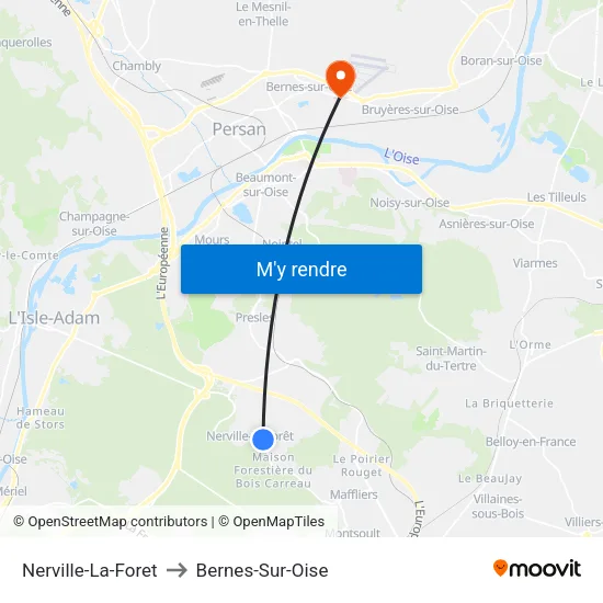 Nerville-La-Foret to Bernes-Sur-Oise map