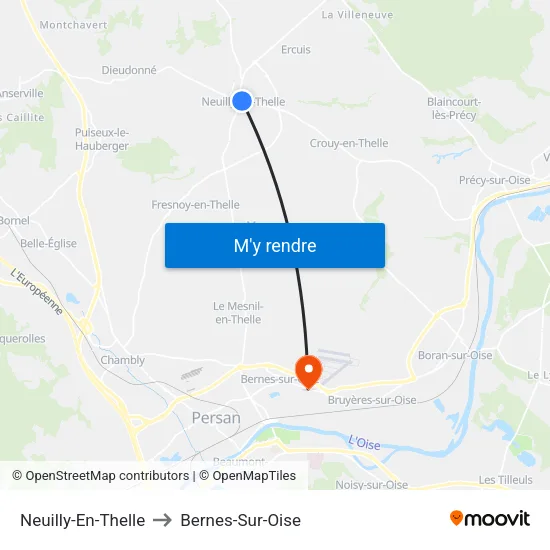 Neuilly-En-Thelle to Bernes-Sur-Oise map