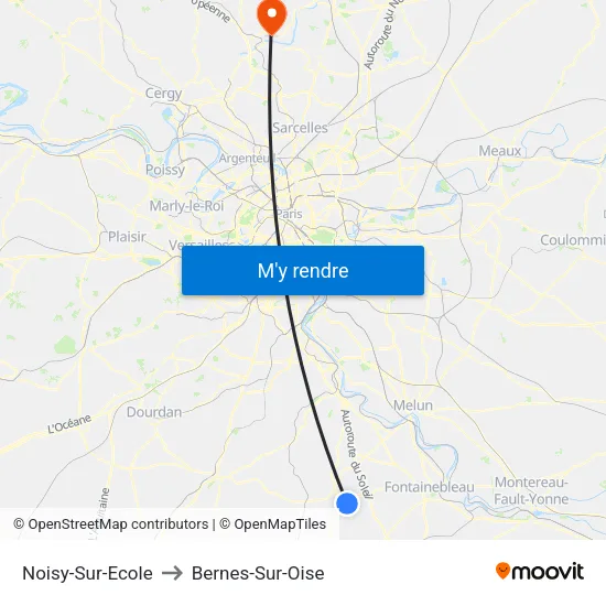 Noisy-Sur-Ecole to Bernes-Sur-Oise map