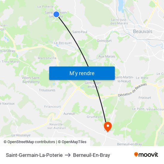 Saint-Germain-La-Poterie to Berneuil-En-Bray map