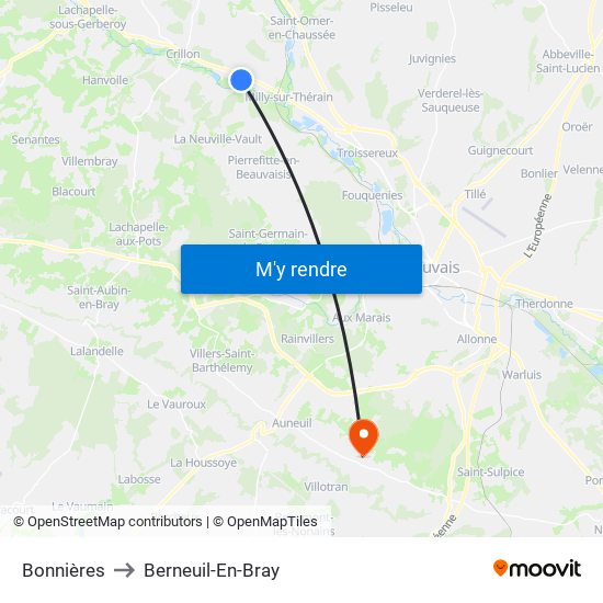 Bonnières to Berneuil-En-Bray map