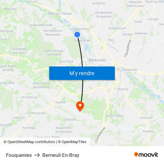 Fouquenies to Berneuil-En-Bray map