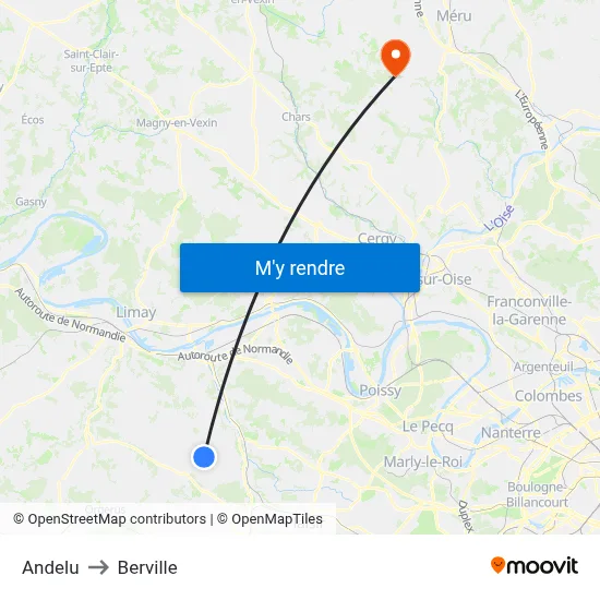 Andelu to Berville map