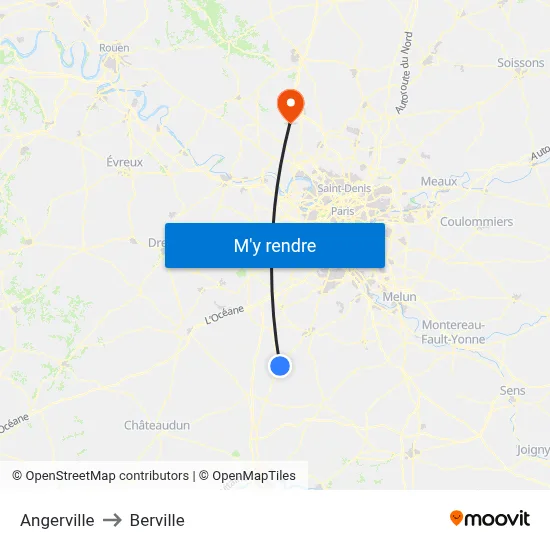 Angerville to Berville map