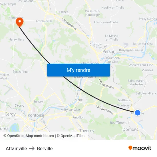 Attainville to Berville map