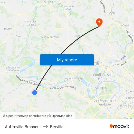 Auffreville-Brasseuil to Berville map