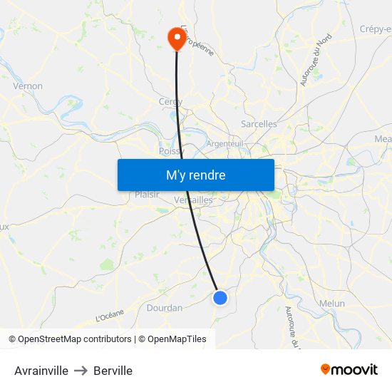 Avrainville to Berville map