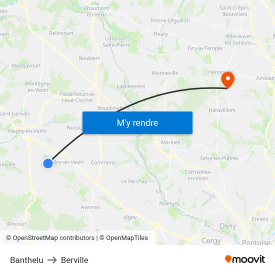 Banthelu to Berville map