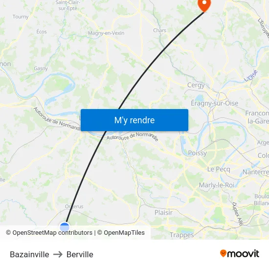 Bazainville to Berville map