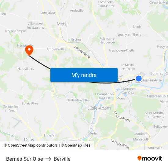 Bernes-Sur-Oise to Berville map