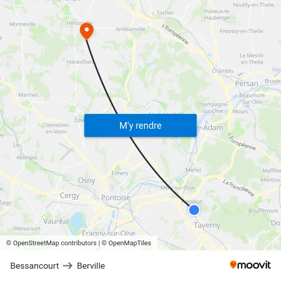 Bessancourt to Berville map