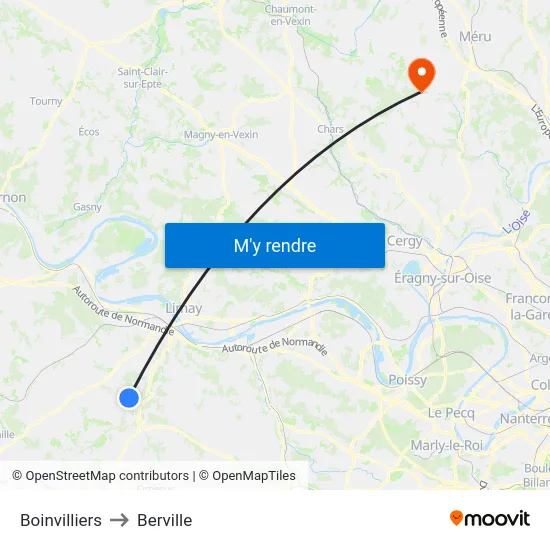 Boinvilliers to Berville map