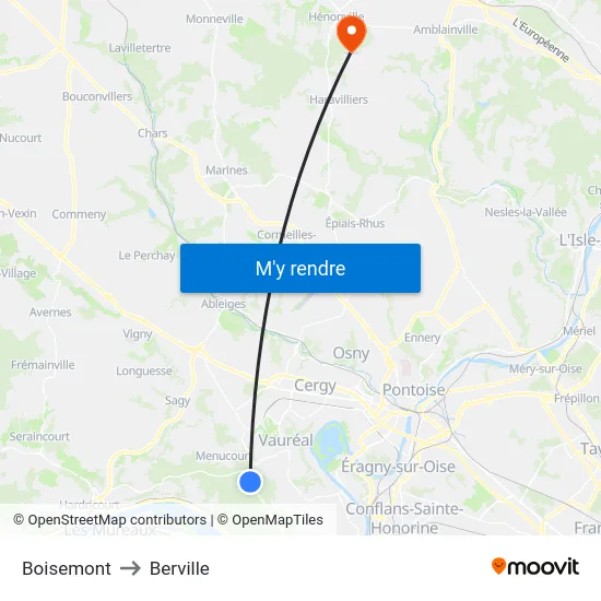 Boisemont to Berville map