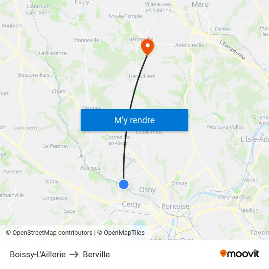 Boissy-L'Aillerie to Berville map