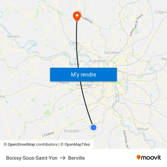 Boissy-Sous-Saint-Yon to Berville map