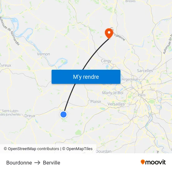 Bourdonne to Berville map