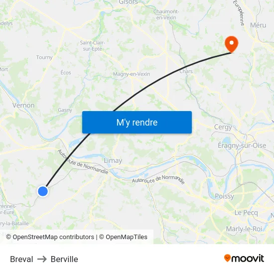 Breval to Berville map