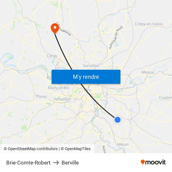 Brie-Comte-Robert to Berville map